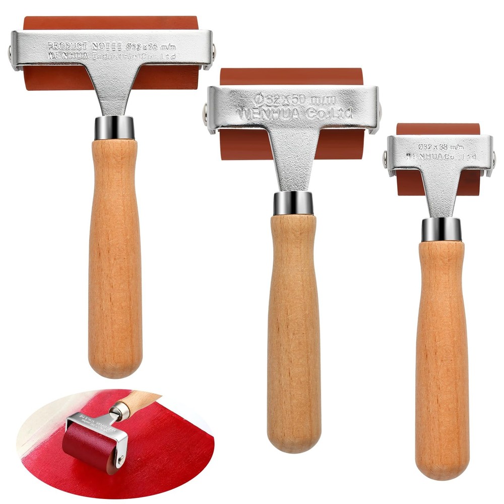 3Pcs Brayer Roller, Mix Size Roller Tool for Printmaking, Ink Roller Stamping...
