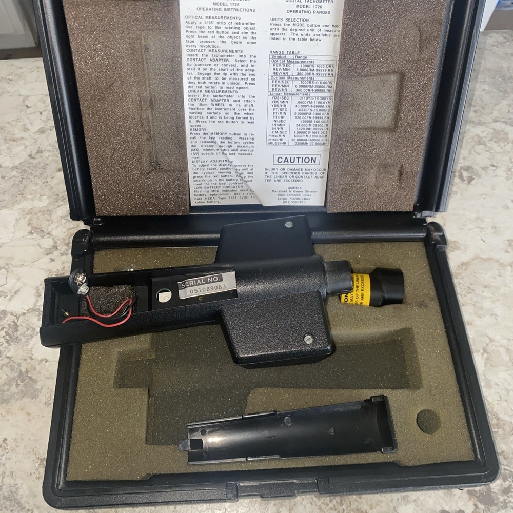 AMETEK MODEL 1726 DIGITAL TACHOMETER DUAL FUNCTION MEASUREMENT INSTRUMENT