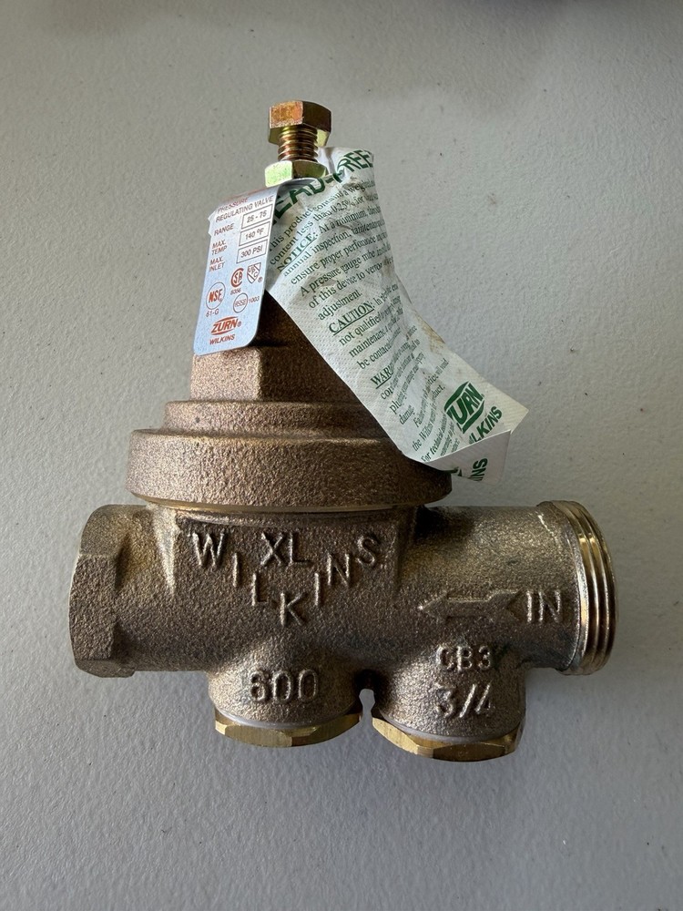 Zurn Wilkins 600XL Water Pressure Reducing Valve 3/4 in Bronze