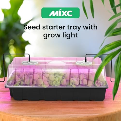 Seed Starter Tray with Lights, 2 Packs Mini 40-Cell 2-Pack With Light Black