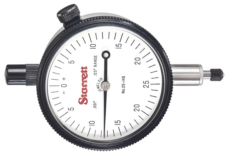 25-145J Starrett Dial Indicator 0-.125" Range, 0-25-0 Balanced Dial
