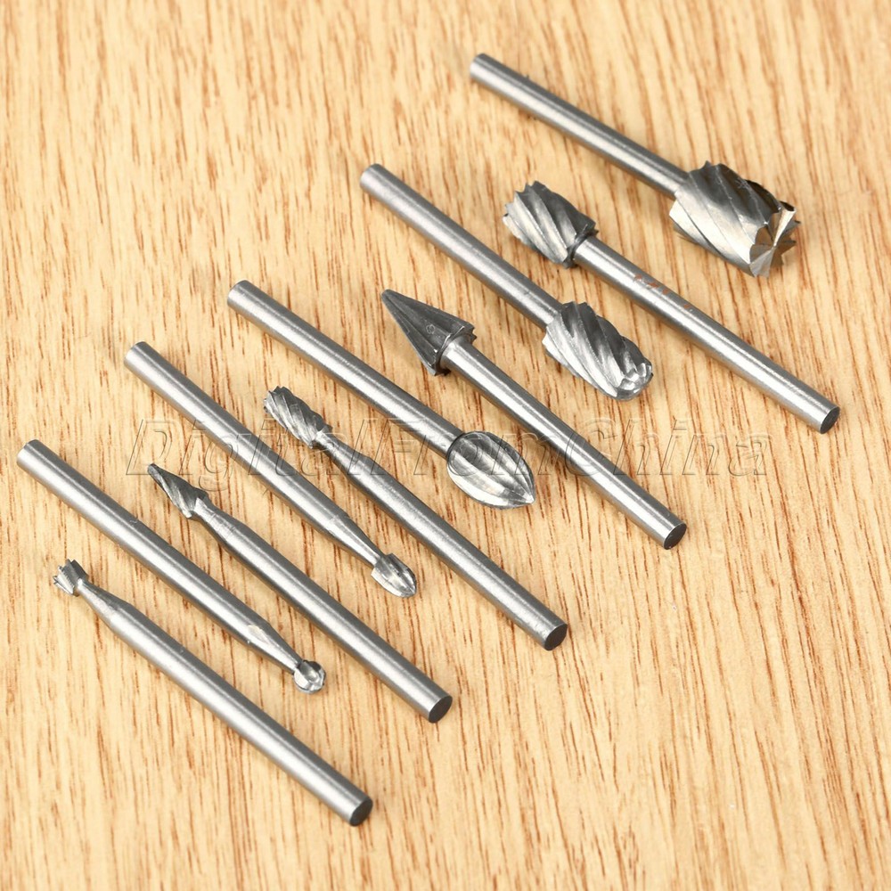 10Pc HSS Engraving Cutting Chamfering Grooving Polishing Routing Drill Bits File