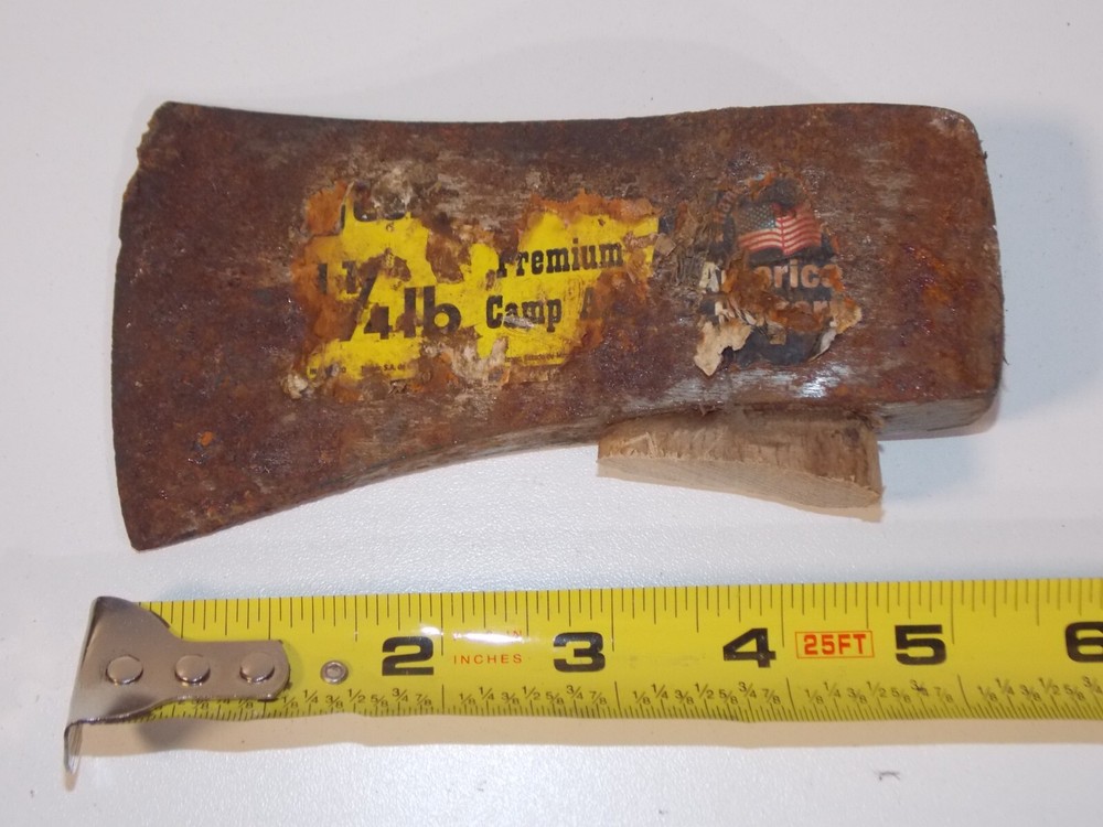Vintage Collins Premium Camp Axe 3" Single Bit Hatchet Axe Head 1lbs 4.3oz