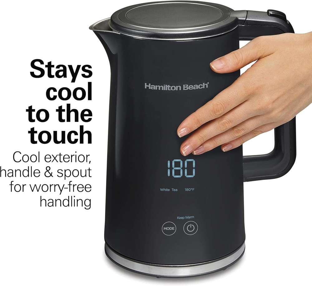Digital Temperature Control Electric Tea Kettle,1.7 Liter,5 Preset Modes, Black
