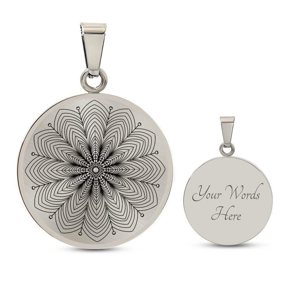 Graphic Circle Pendant + Necklace - Abstract Mandala 13