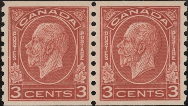 CANADA, 1933. KGV "Medallion"  Coil Pair 207, Mint