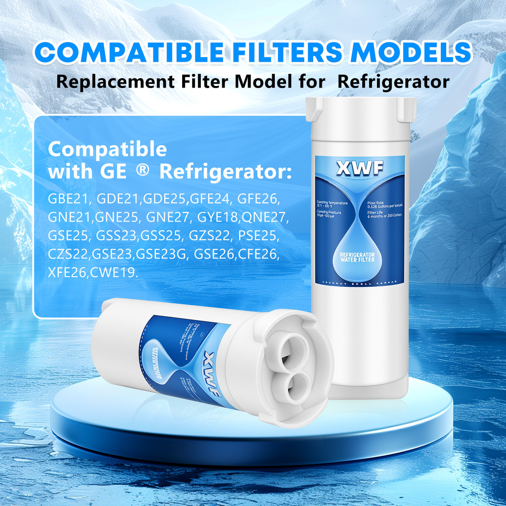 2 Pack XWF NSF Certified Refrigerator Water Filter,Replacement for GE