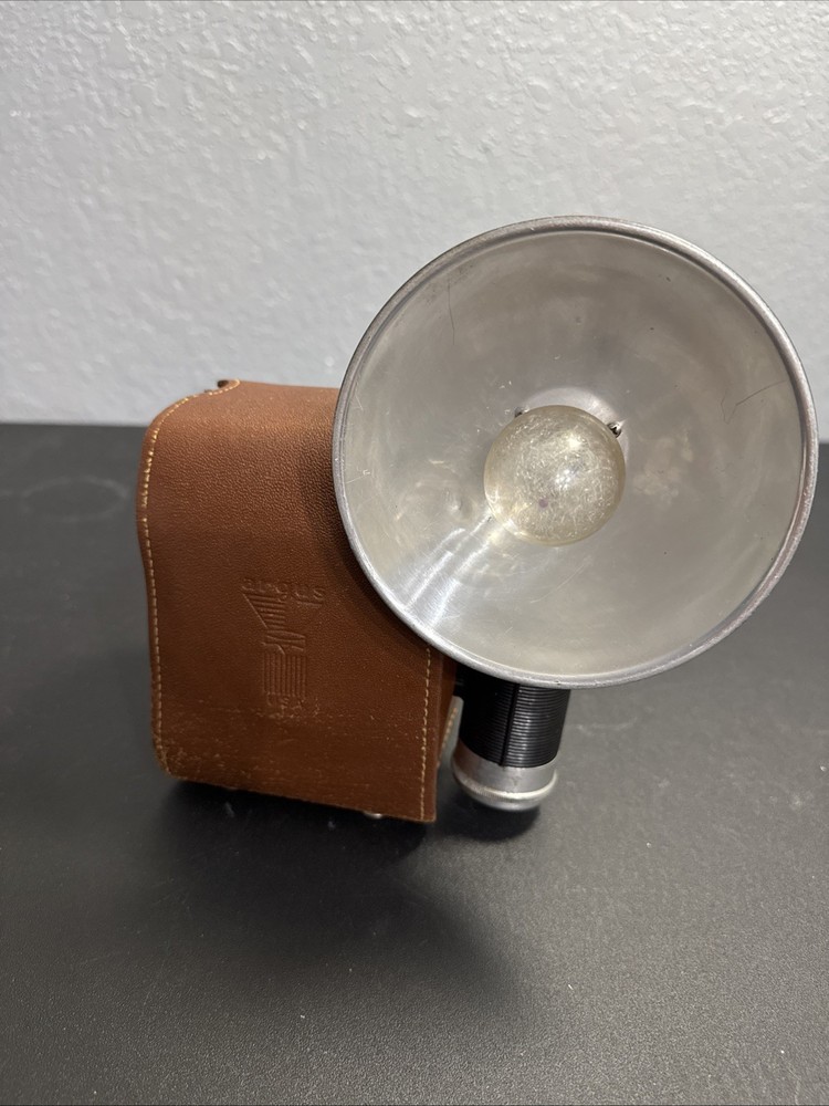 Vintage Argus 75 Camera Leather Case, Flash & 1 Bulb