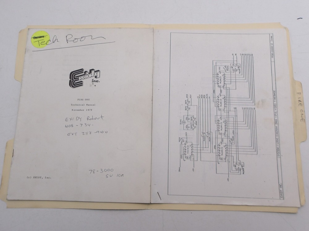 Exidy : Fire one - Technical Manual - Schematic -NOS