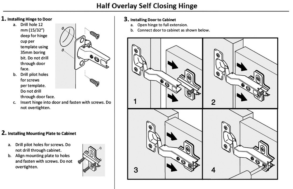 Berta Half Overlay Soft Closing Frameless Cabinet Hinges (100 Pack)