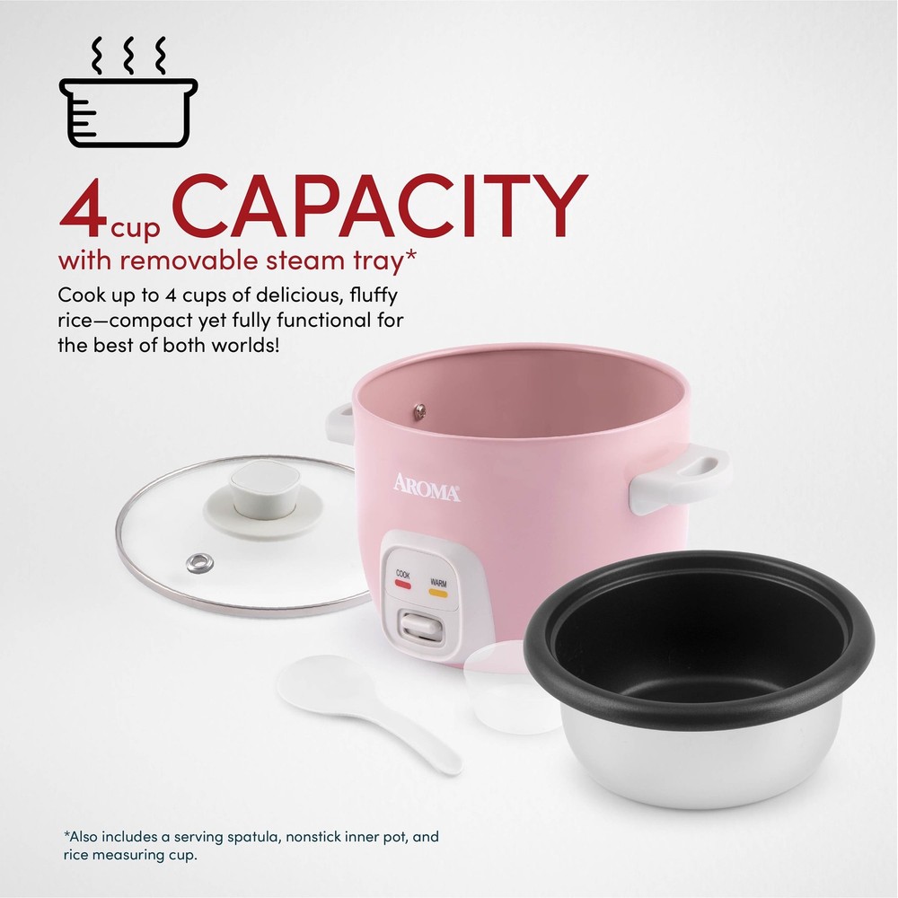 4-Cups Cooked / 1Qt. Rice & Grain Cooker White