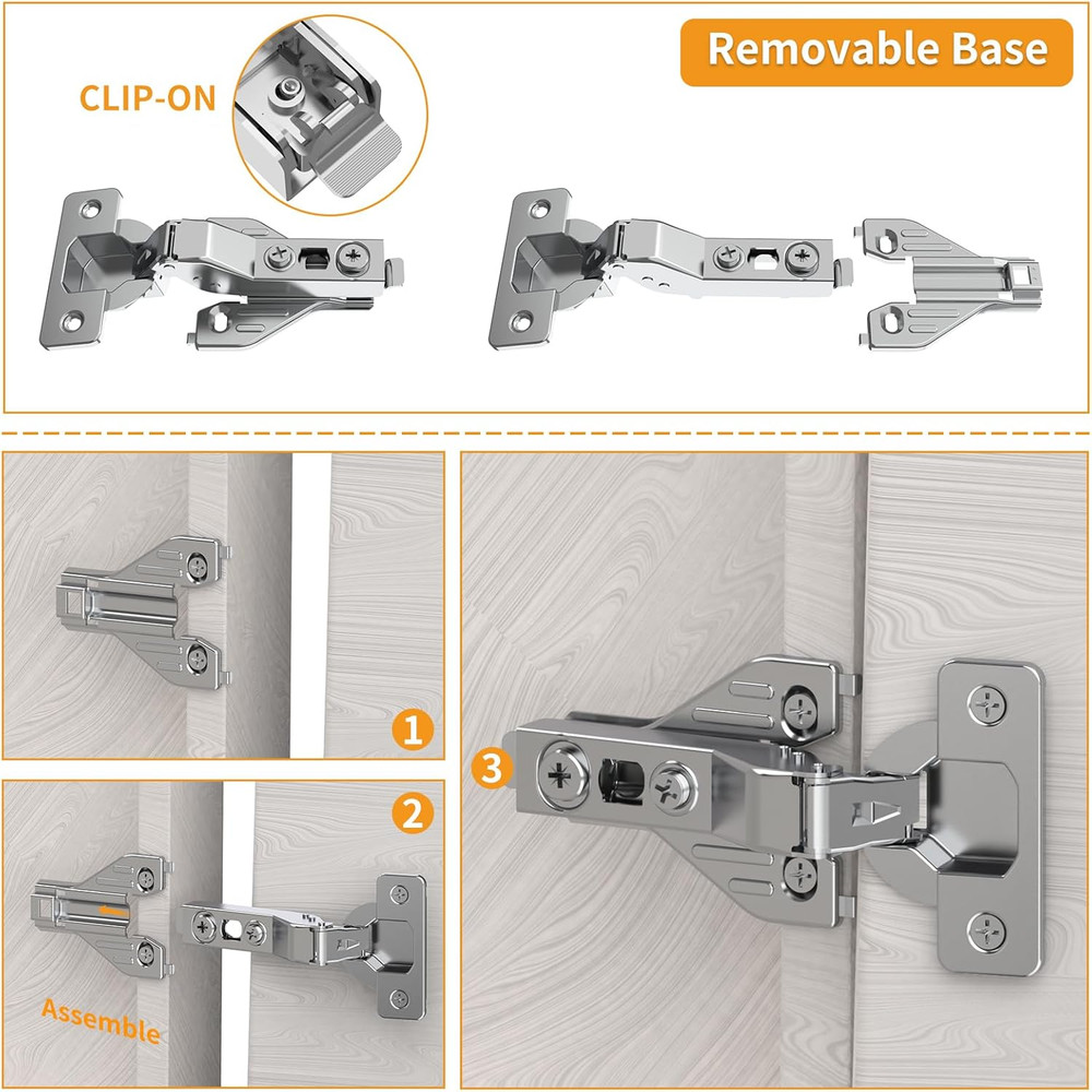 50 Pack Soft Close Concealed Hinges for Smooth Door Operation