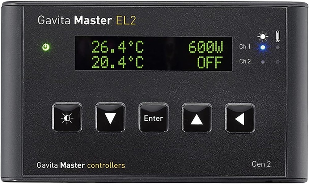 Gavita Master Controller EL2 Gen 2 Black – Dual Zone Lighting Control, LCD Displ