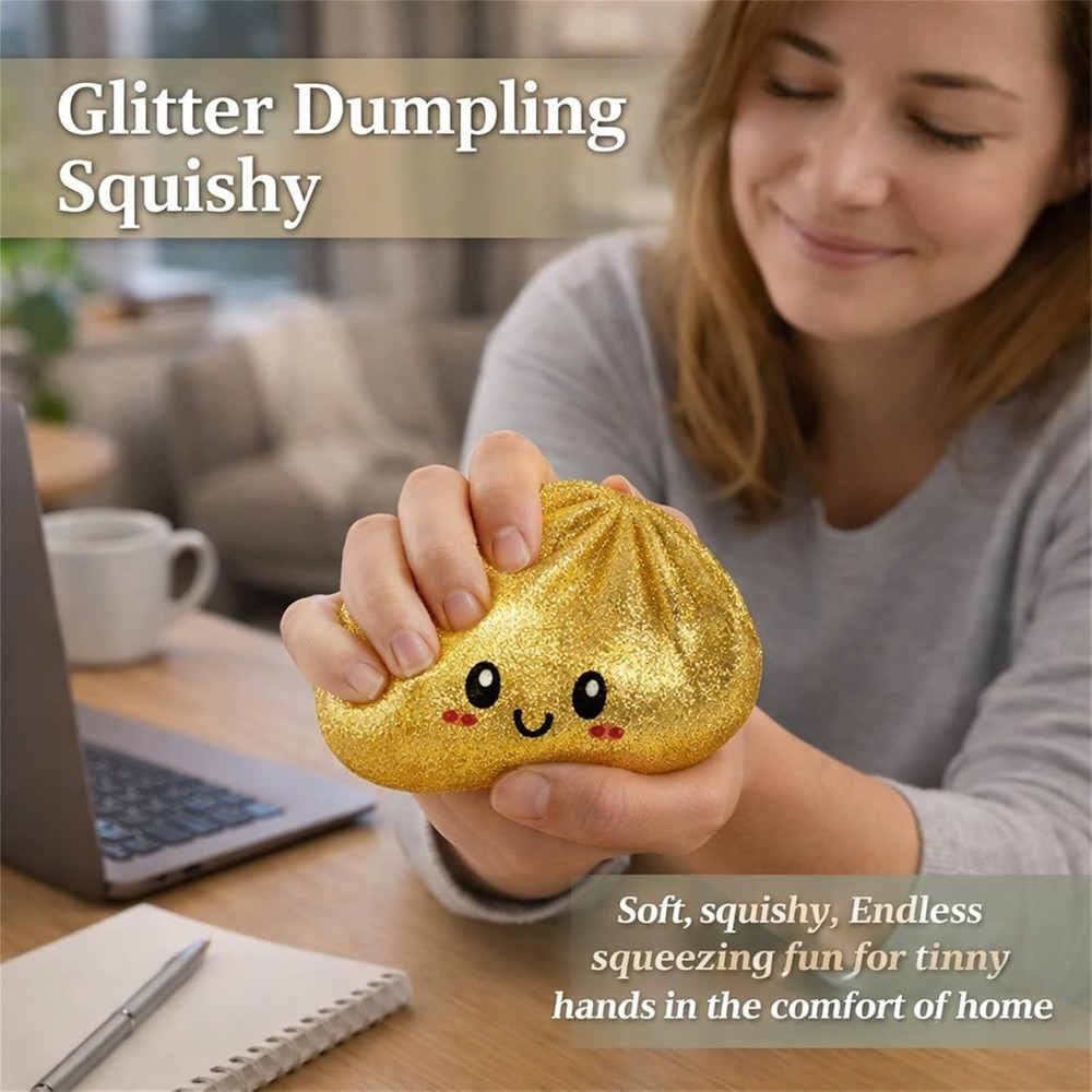 Dumpling Squishies,Glitter Dumpling, Glitter Squishy with Small, White