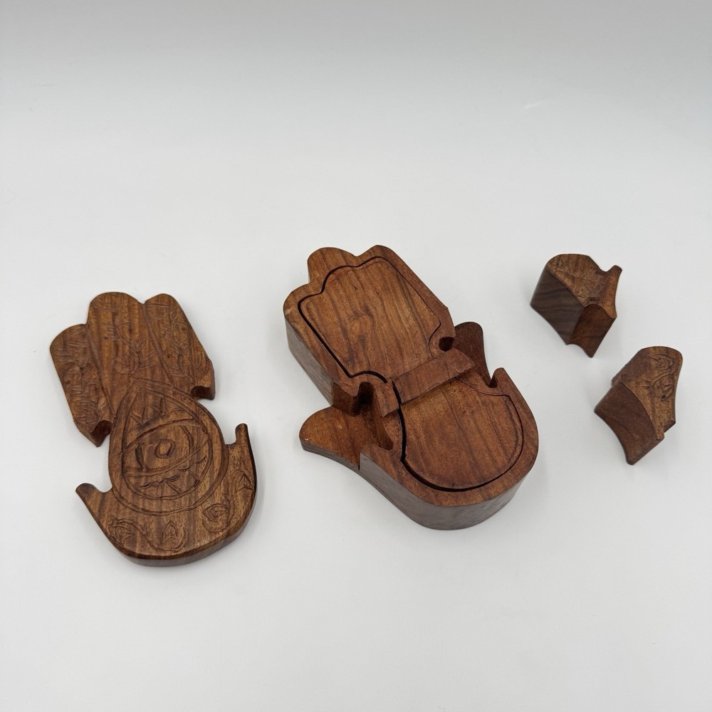Wood Hamsa Puzzle Box Made In India