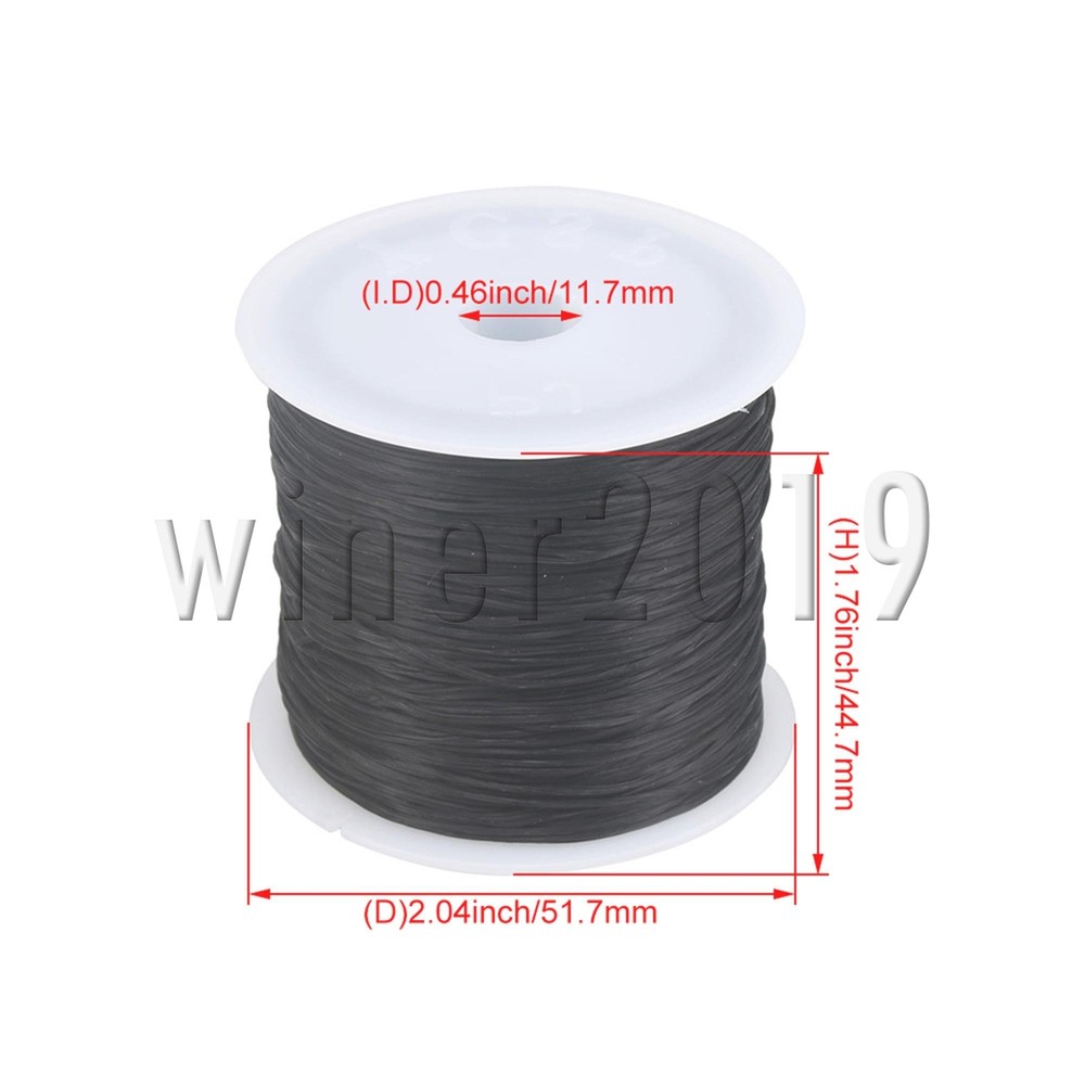 0.5mm Flat Black Elastic Bracelet String Cord Stretchy Beading Thread 60m Long