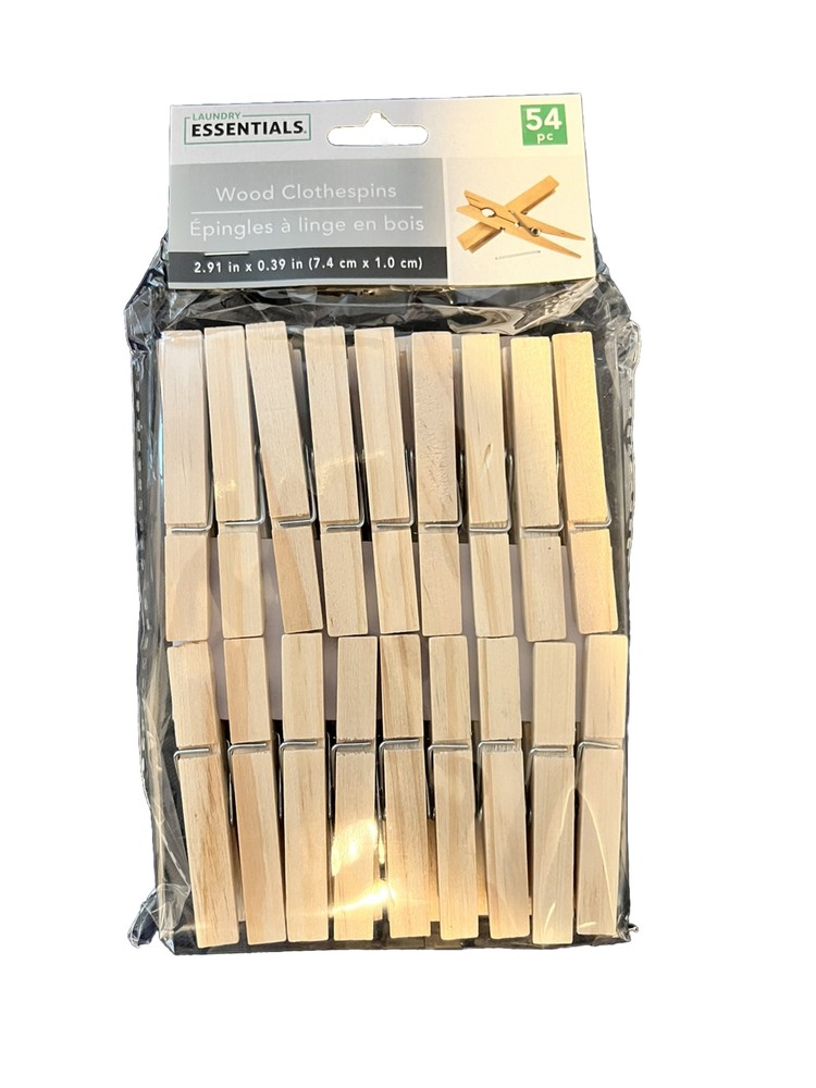 Wood Clothespins, Regular Size, 54 Pieces
