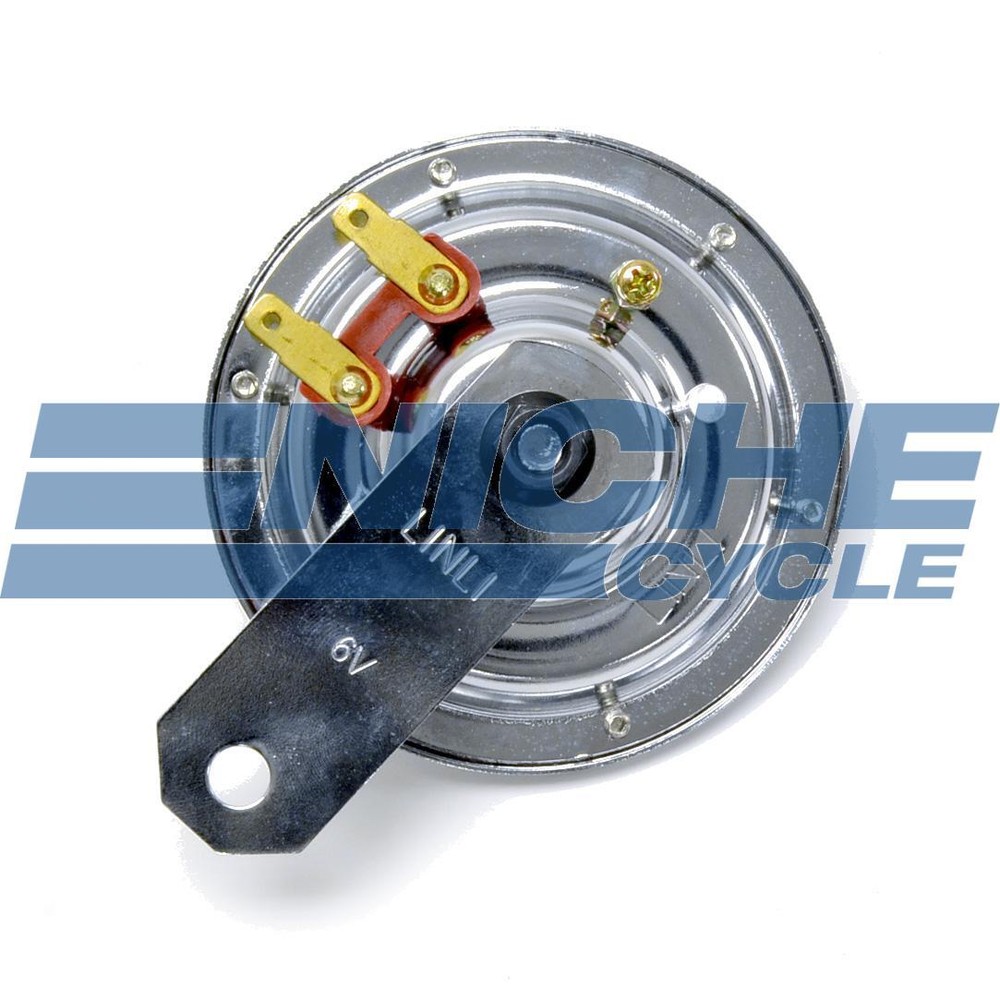 Universal Motorcycle Horn Chrome/Black 102mm 6 Volt