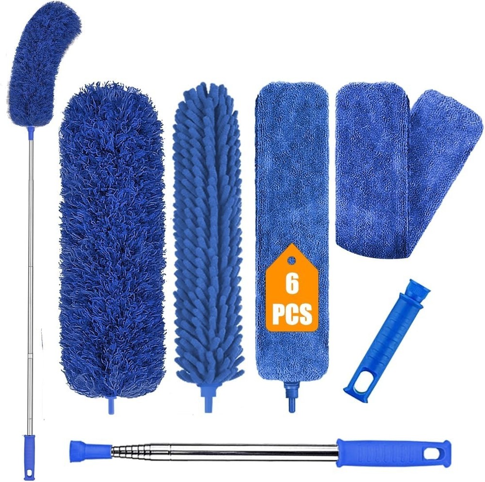Microfiber Feather Duster, 6PCS Extendable Bendable Dusters with 100" Telesco...