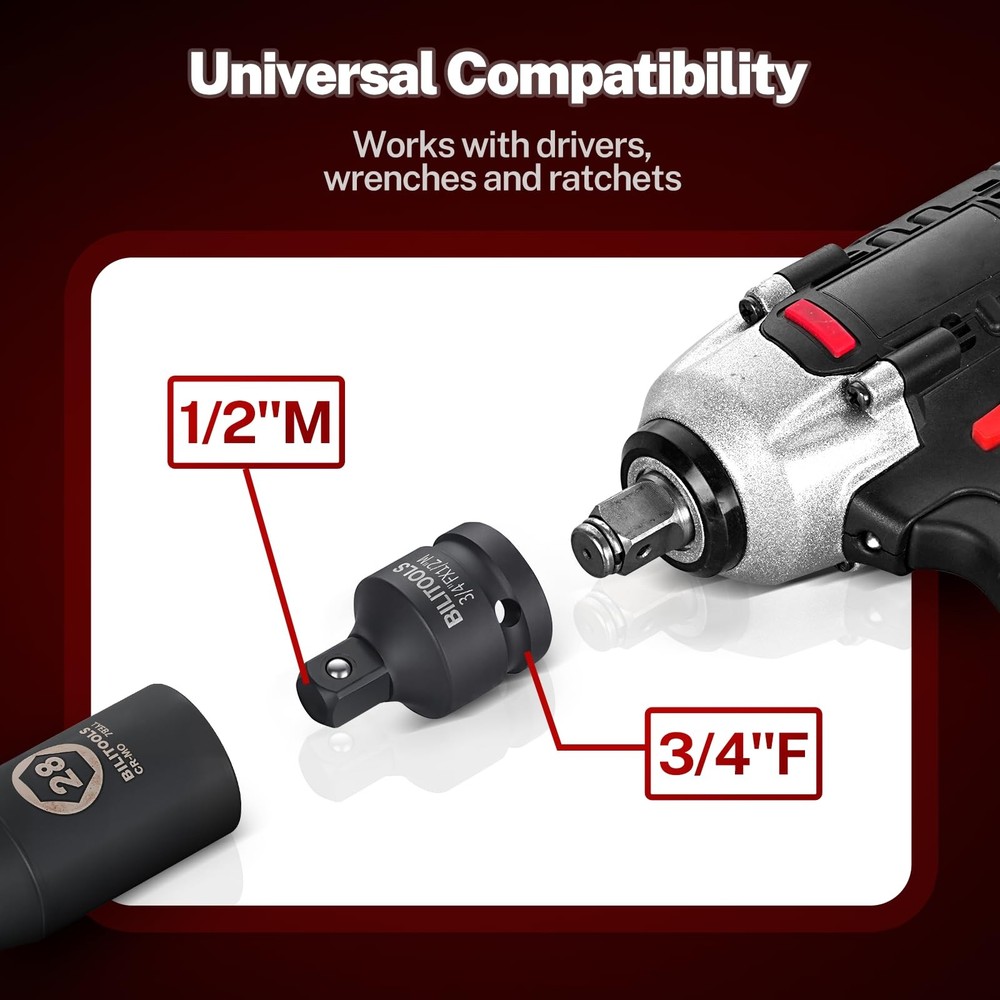 BILITOOLS Socket Adapter Set 17 Piece includes Reducer, Universal One Size