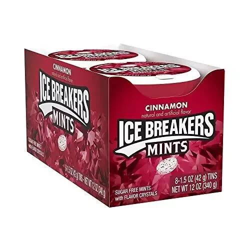 Ice Breakers Sugar Free Mints, Cinnamon (Pack of 8)