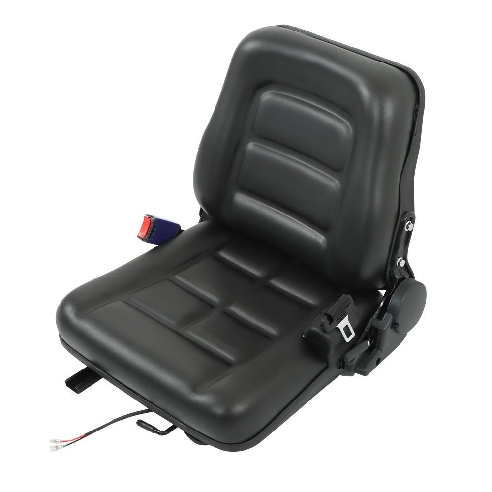 Forklift Seat Fold Down Tractor Seat Adjustable Back & Seatbelt Universal