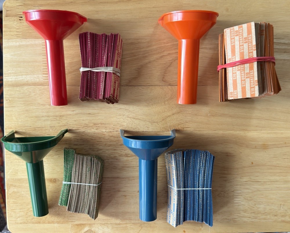 4Pcs Coin Counters & Coin Sorters Tubes + EXTRA Assorted Wrappers Color-Coded