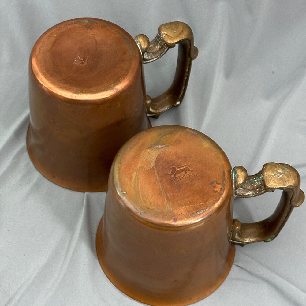 2 Vintage WMC Copper & Brass Mugs