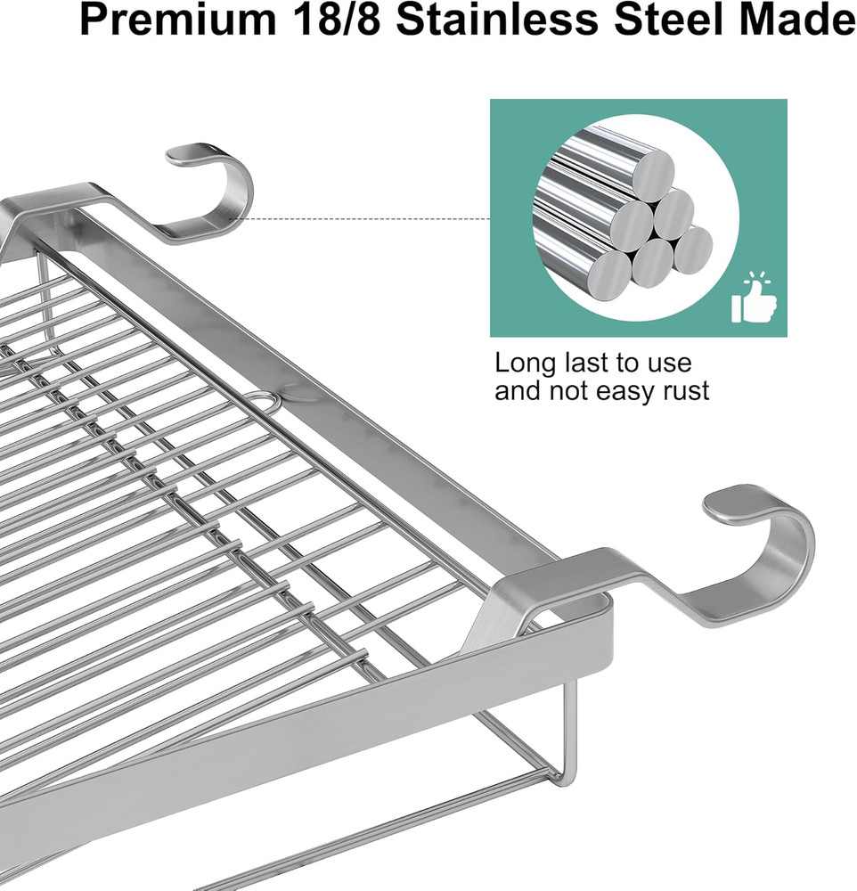 over Sink Dish Drainer Drying Rack, Stainless Steel Foldable Wall Mounted Dish R