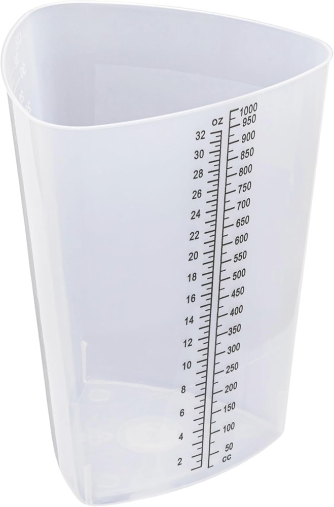 Plastic Graduated Triangular Intake Output Container [5 Pack] 32 Ounce Three-Sid