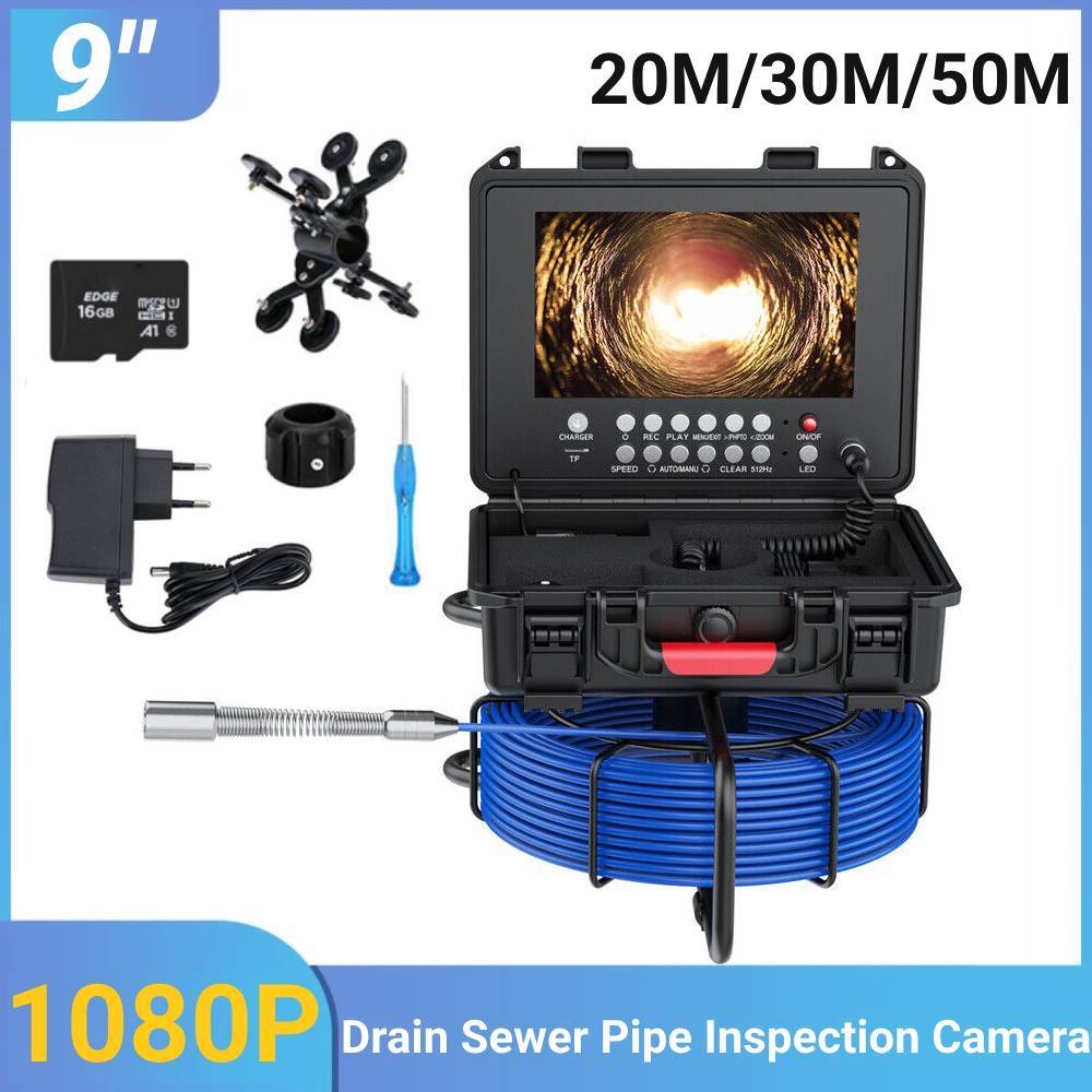 Sewer Camera with LED Lights 9" Pipe Drain Inspection Camera DVR Function