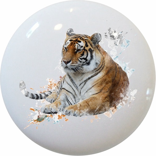 TIGER Watercolor Cabinet DRAWER Pull KNOB Ceramic
