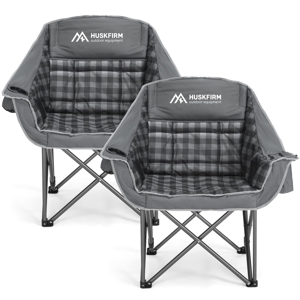 2 Pack Camping Chairs Oversized Padded Camping Chair Heavy-Duty Foldable Camp...