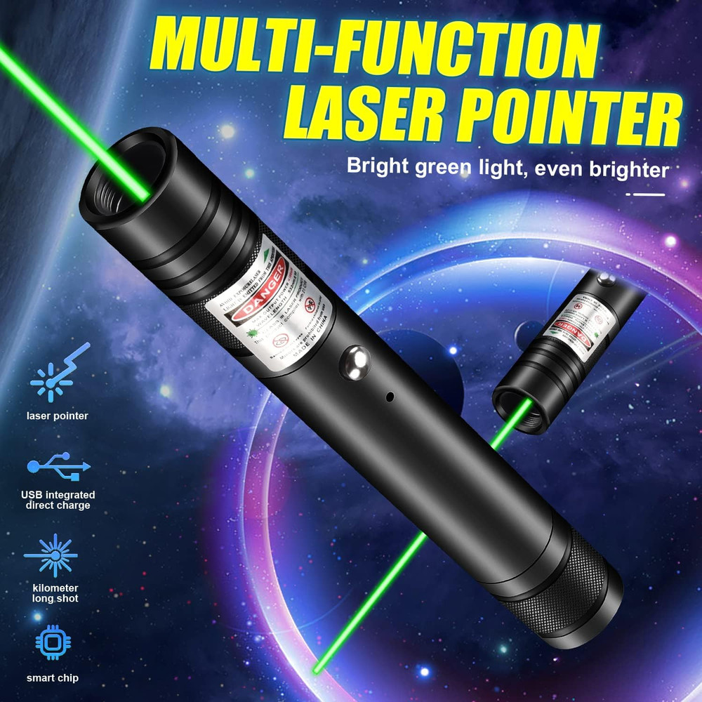 Green Laser Pointer High Power, Rechargeable Flashlight with Laser Pointer, Long