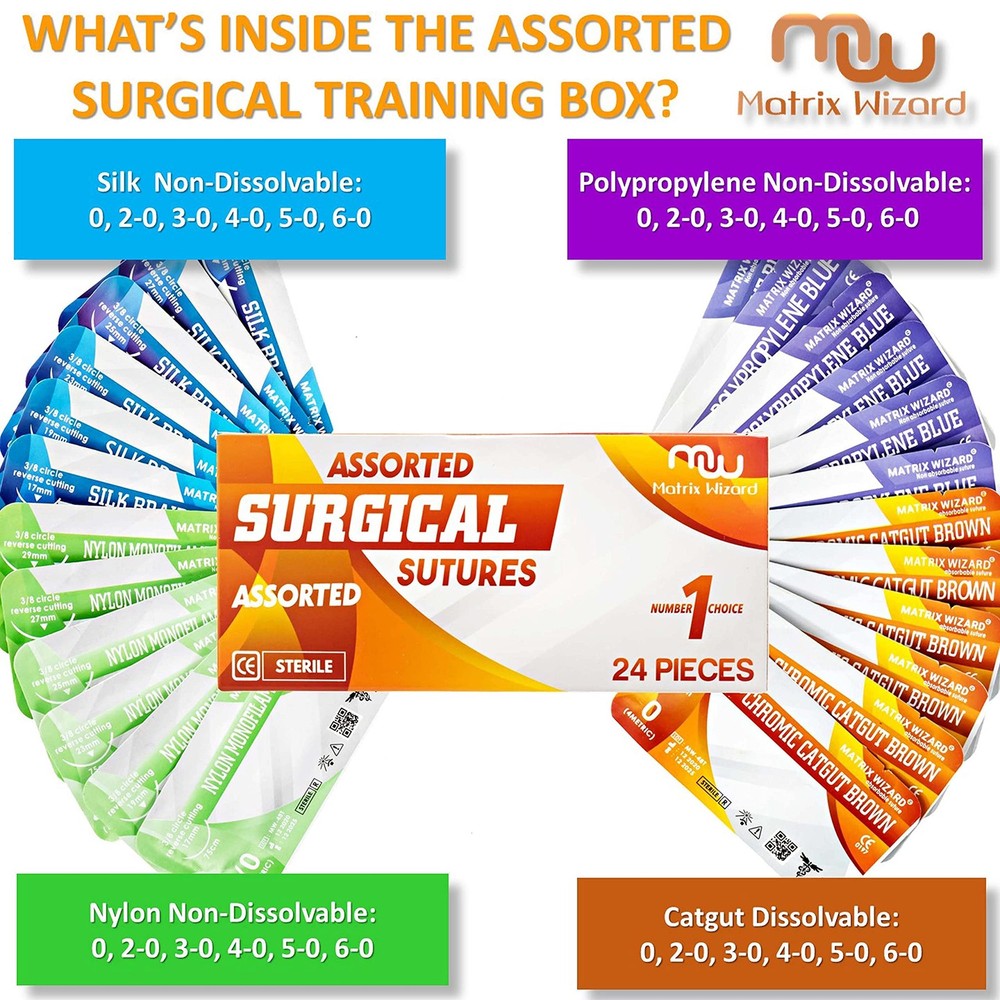 Mixed Sterile Suture Thread with Needle (Dissolvable and Non-dissolvable 0,...