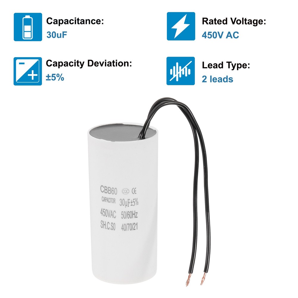 30uF CBB60 Running Capacitor, Run Capacitor,White