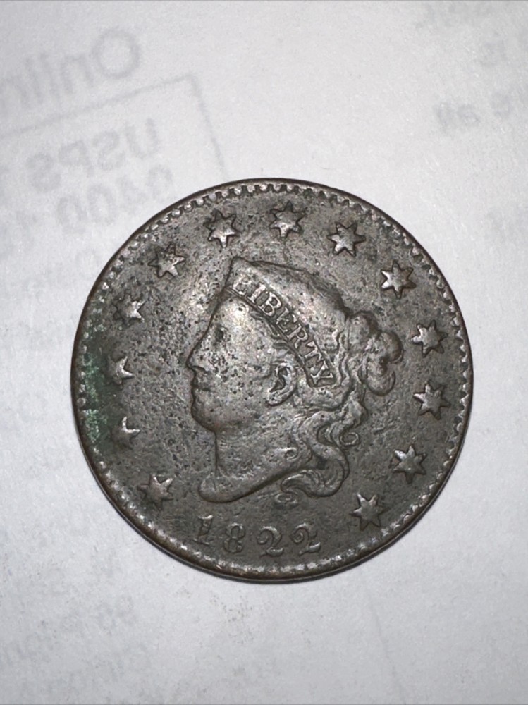 1822 1c Coronet Matron Head Large Cent, nice coin