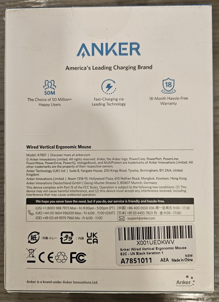 Anker A7851011 Ergonomic Optical USB Wired Vertical Mouse