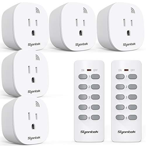 Wireless Remote Control Outlet Switch Kit, 5 Outlets + 2 Remotes, 100 ft Range,