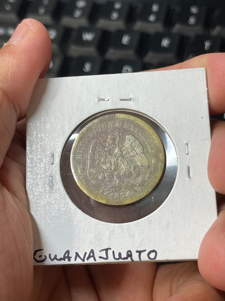 1874 Mexico 25 Centavos Silver Coin