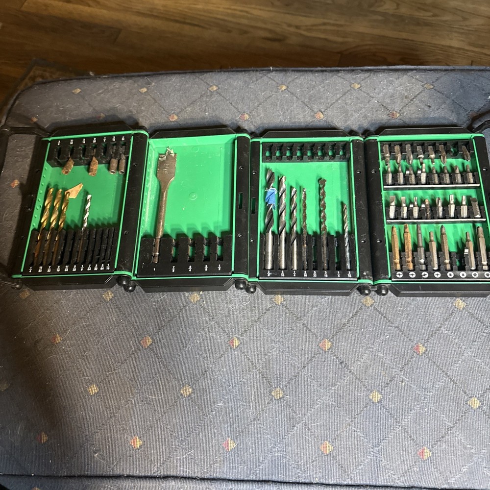 Hitachi Drill Bit & Countersink Set Flat Mill Bundle Large Case Lot Collapsible