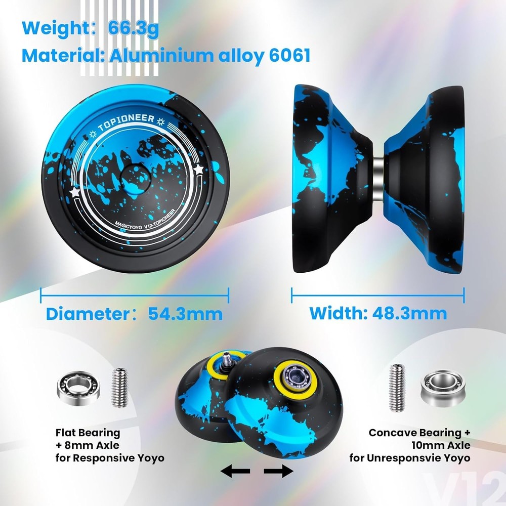 V12 Finger Spin Yoyo Professional Responsive Unresponsive