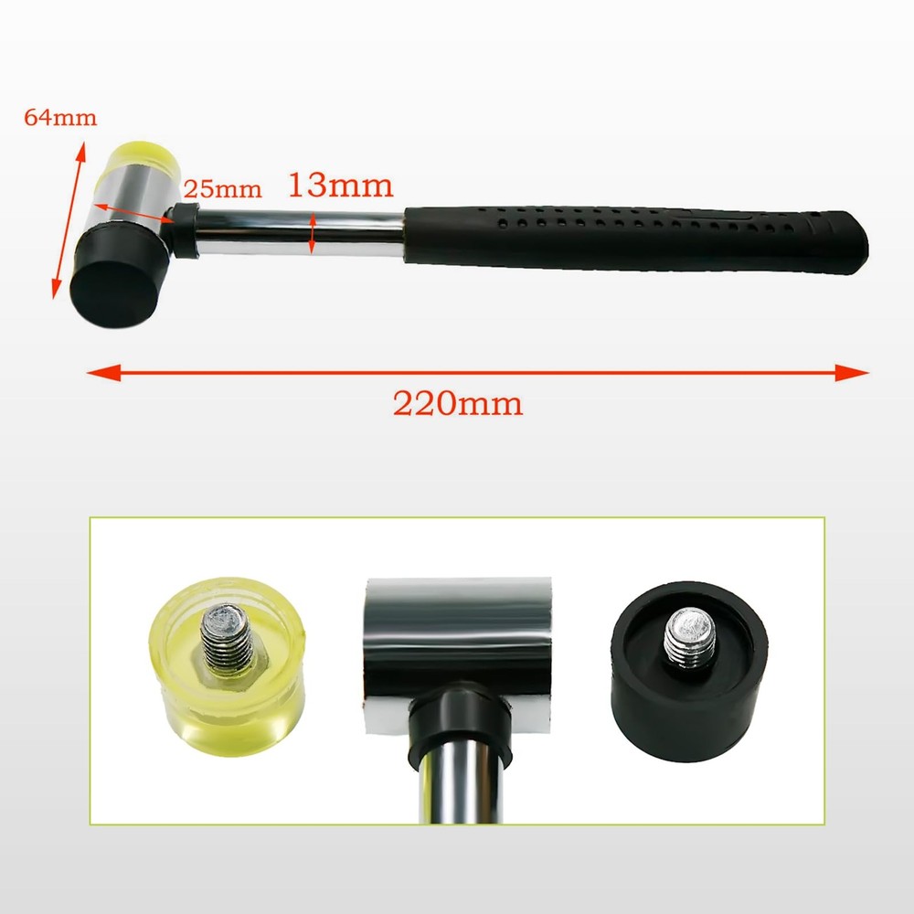 16 Oz Rubber Mallet Hammer Multipurpose Double Sided Lightweight Soft Tool