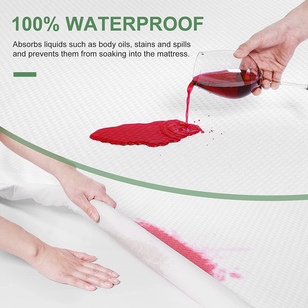 Bamboo Mattress Protector Waterproof Deep Pocket Fitted Cover Cooling Breathable