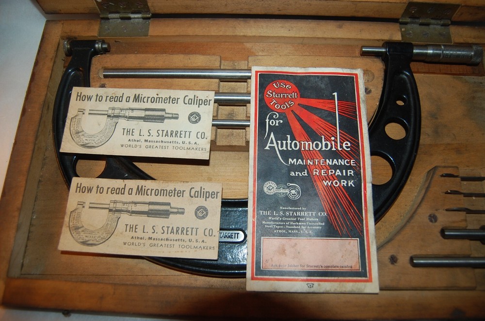 Vintage Starrett Micrometer Caliper Set #224 Set B, 6" to 9" Range Complete