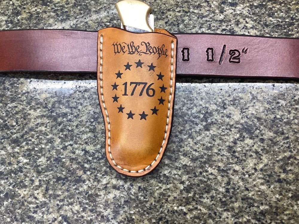 Leather Folding Knife Belt Loop Sheath Buck 110 (Sheath Only)
