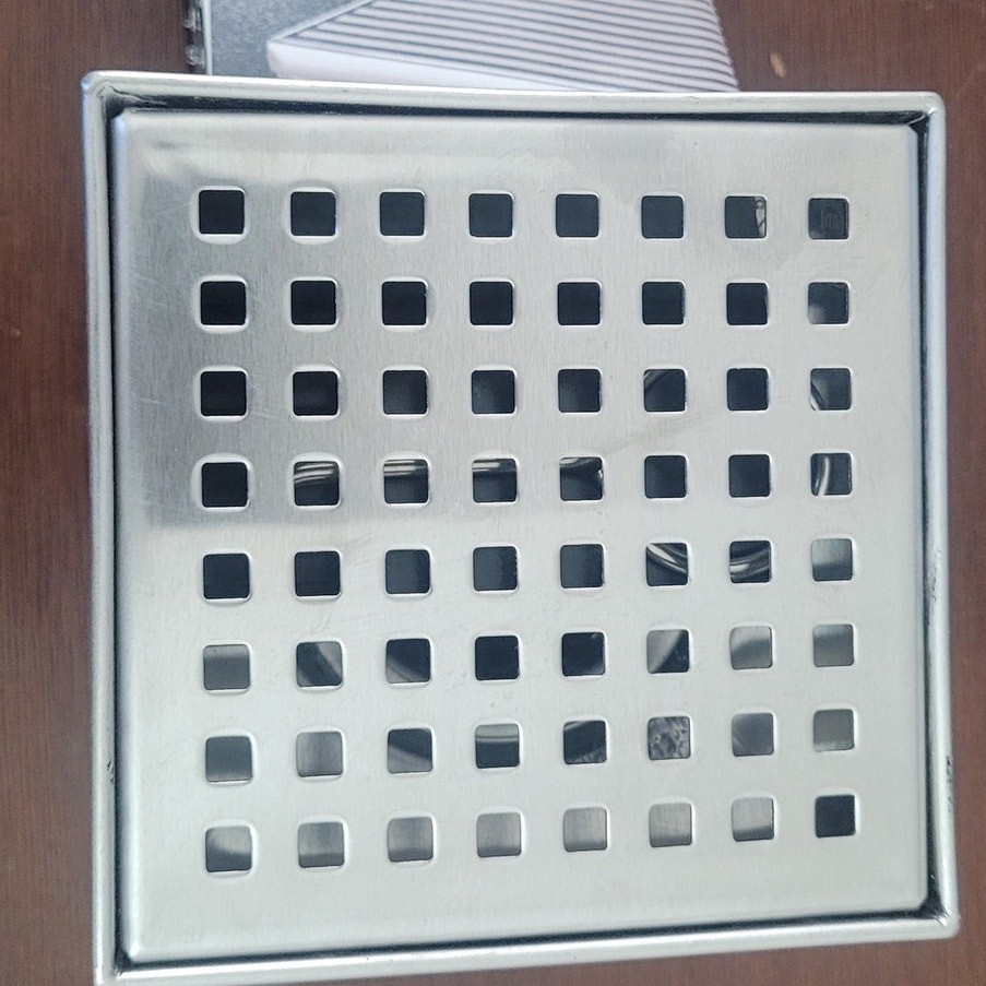 4" × 4" Stainless Steel Square Shower Drain – Square Pattern Cover