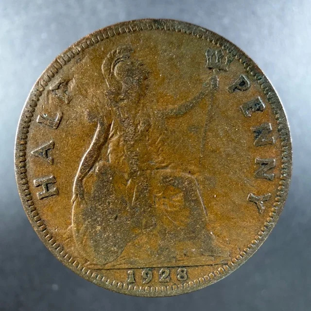 1928 Great Britain Half Penny George V Bold Design