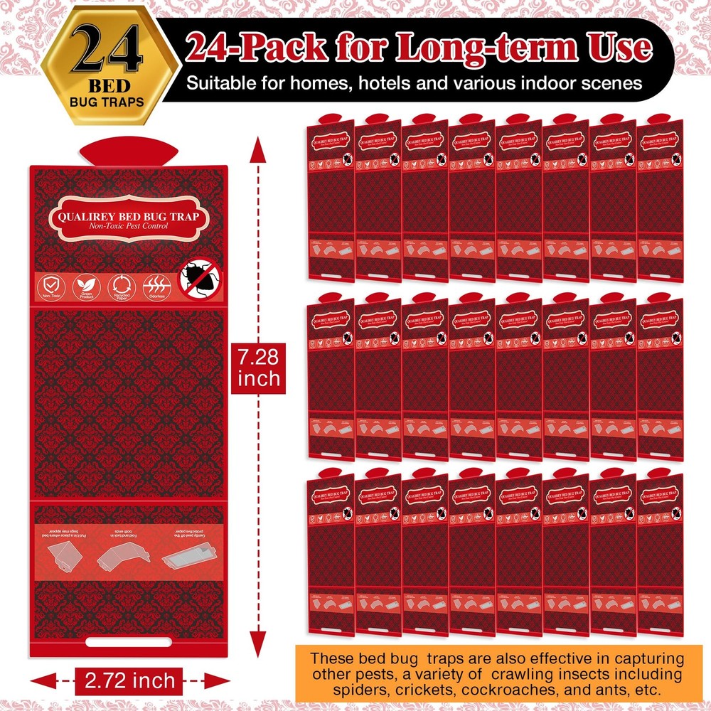 24 Pack Bed Bug Traps and Detectors for Bed Legs
