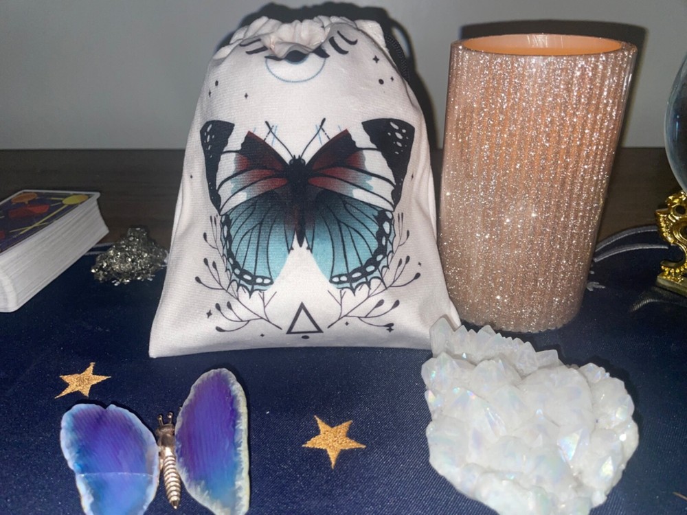 butterfly design tarot & crystal bag pouches